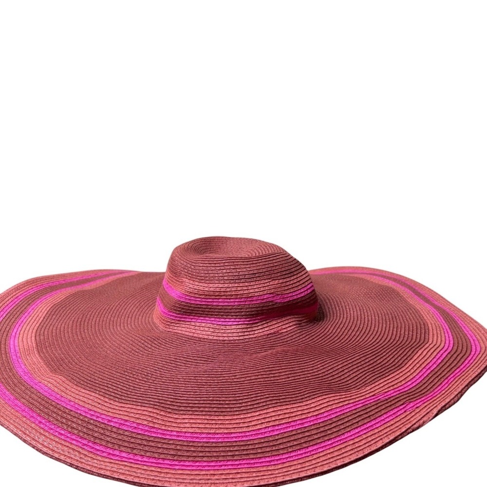 Banana Republic Womens Pink Striped Wide Brim Floppy Sun Hat S/M NWT
